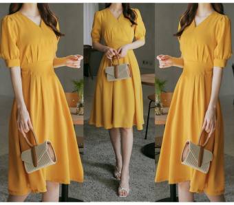 ĐẦM CỔ V CHIT EO THẮT NƠ