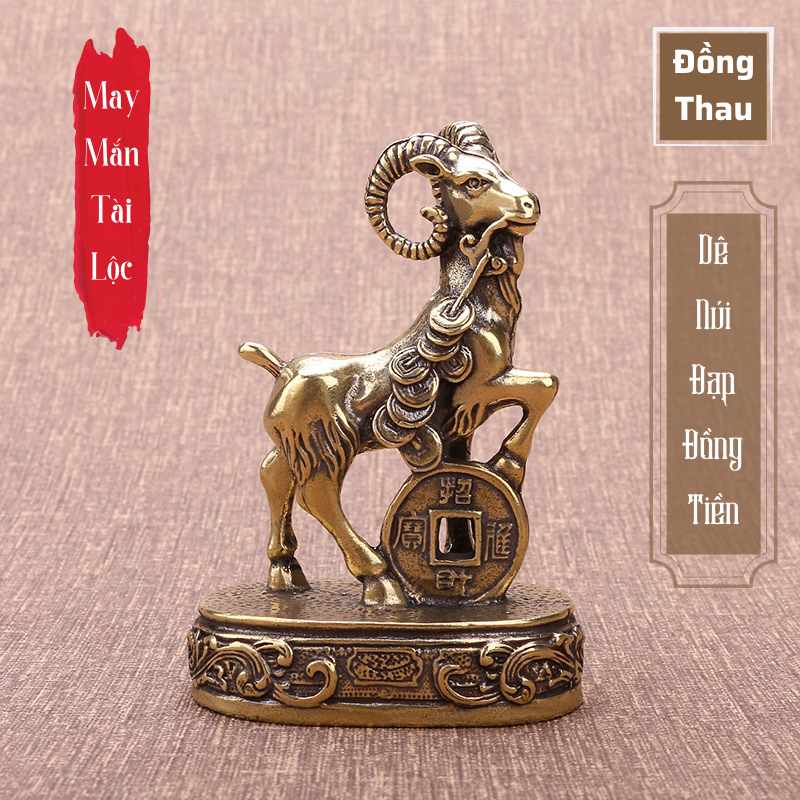 Tượng nhỏ phong thủy bằng đồng kiểu dáng con dê kim tiền