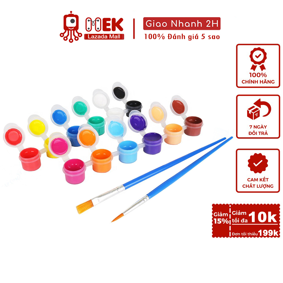 Bộ sơn màu nước 12 màu sơn acrylic 3ml cho người mới tập tô tranh vải, gỗ