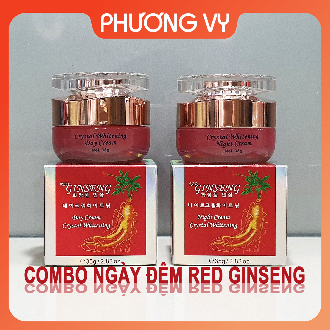 [CHÍNH HÃNG] COMBO ngày đêm Red Ginseng Hồng Sâm, làm mờ nám, tàn nhang và dưỡng trắng da, kem sâm, mỹ phẩm Ginseng