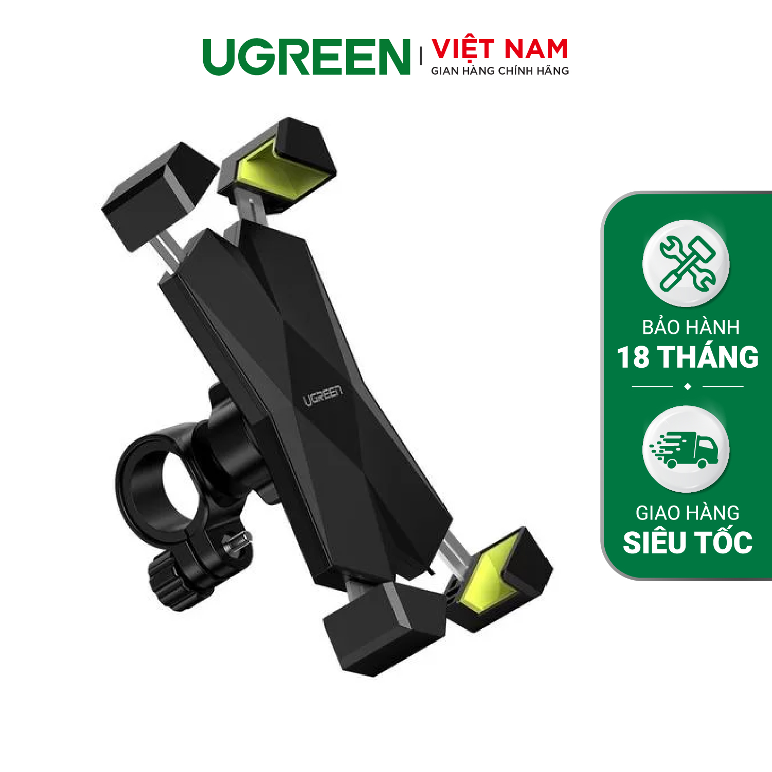 Giá đỡ điện thoại UGREEN LP116 - Xoay góc 360 độ, kích thước màn hình 4.6 - 6.5 inch - Chống shock, rung lắc, chuyên dùng cho xe đạp - Hàng phân phối chính hãng