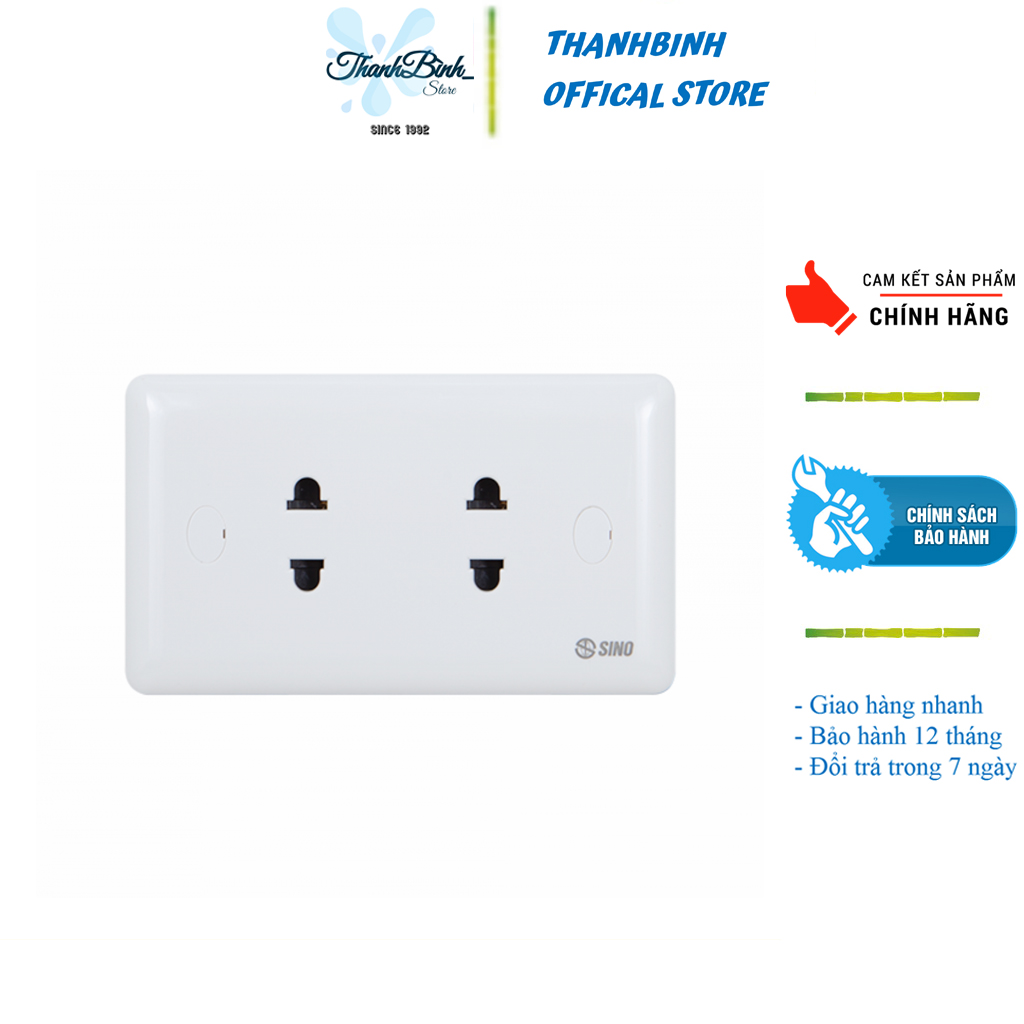 Mặt điện 2 ổ cắm 2 chấu 16a- sino s19