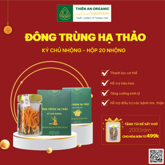 Ký chủ nhộng Đông trùng hạ thảo Thiên An Organic - Hộp 20 nhộng