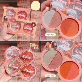 PHẤN MÁ HỒNG & HIGHLIGHTER KISS BEAUTY DONUT 4 Ô