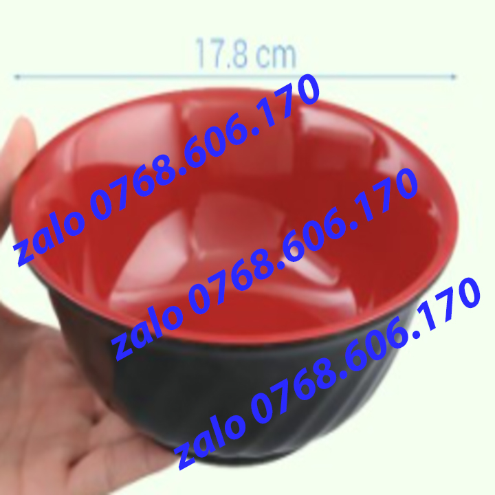 Tô bát nhựa melamine mẫu đỏ đen cao cấp