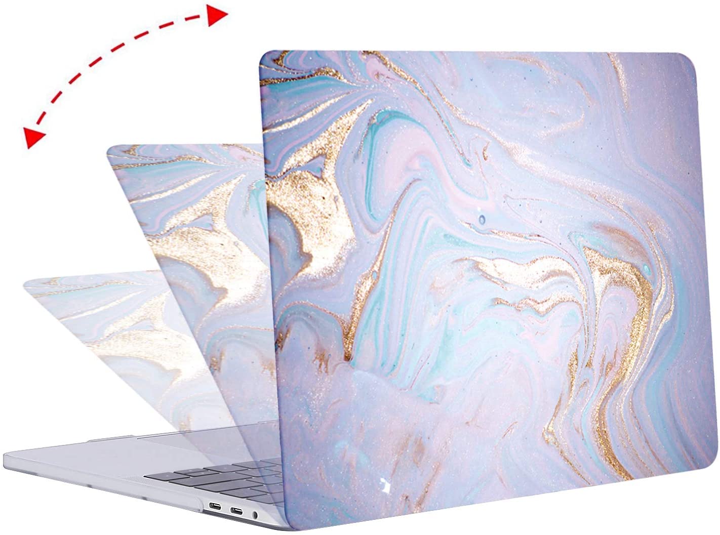 MOSISO Compatible with MacBook Pro 13 inch Case 2016-2020 Release A2289 A2251 A2159 A1989 A1706 A1708 Plastic Watercolor Marble Hard Case&Bag&Keyboard Skin&Webcam Cover&Screen Protector Blue 