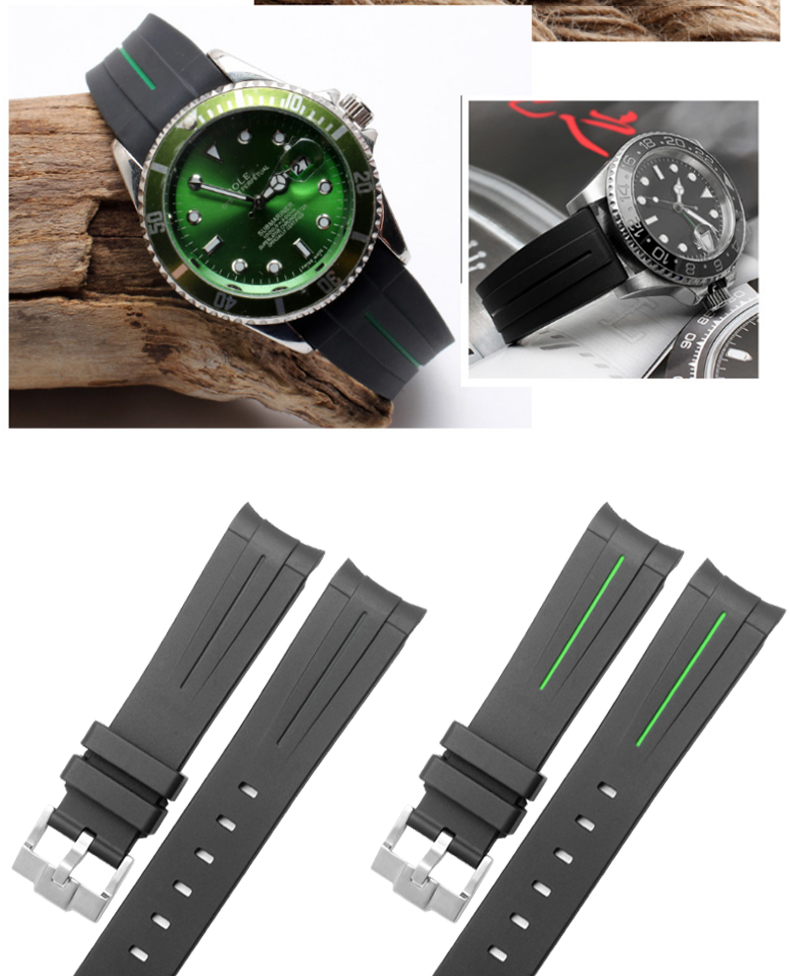 Dây Đeo Đồng Hồ Silicon Thể Thao 20Mm 21Mm Dây Đeo Đồng Hồ Cao Su Cho Rolex Dây Đeo Đồng Hồ Silicon Omega Phụ Kiện Đồng Hồ Ghost GMT 3
