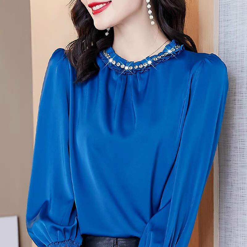 Áo Kiểu Công Sở Cổ Tròn Phối kiêm Sa Cực Sang XB68SHOP - XB6382