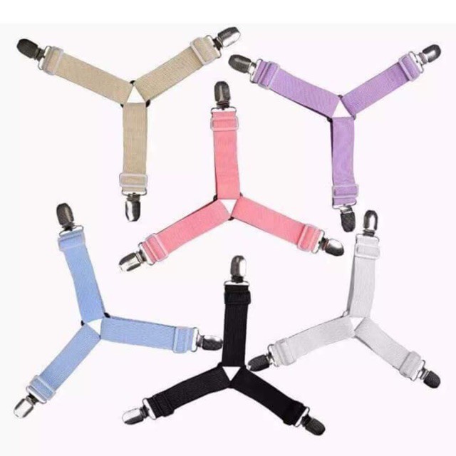 Combo 4 dây kẹp cố định ga trải giường kẹp KIM LOẠI, dây chun cố định góc nệm chống xê dịch ga trải giường
