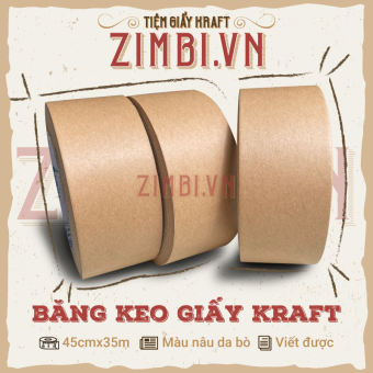 Băng keo giấy kraft nâu 45mm*35m | Băng keo viết được | Băng keo thân thiện với môi trường