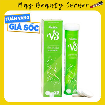 Sủi giảm cân Vinslim V3 hỗ trợ giảm nhanh mỡ lâu năm, giảm mỡ sau sinh, eo đùi lọ 20 viên