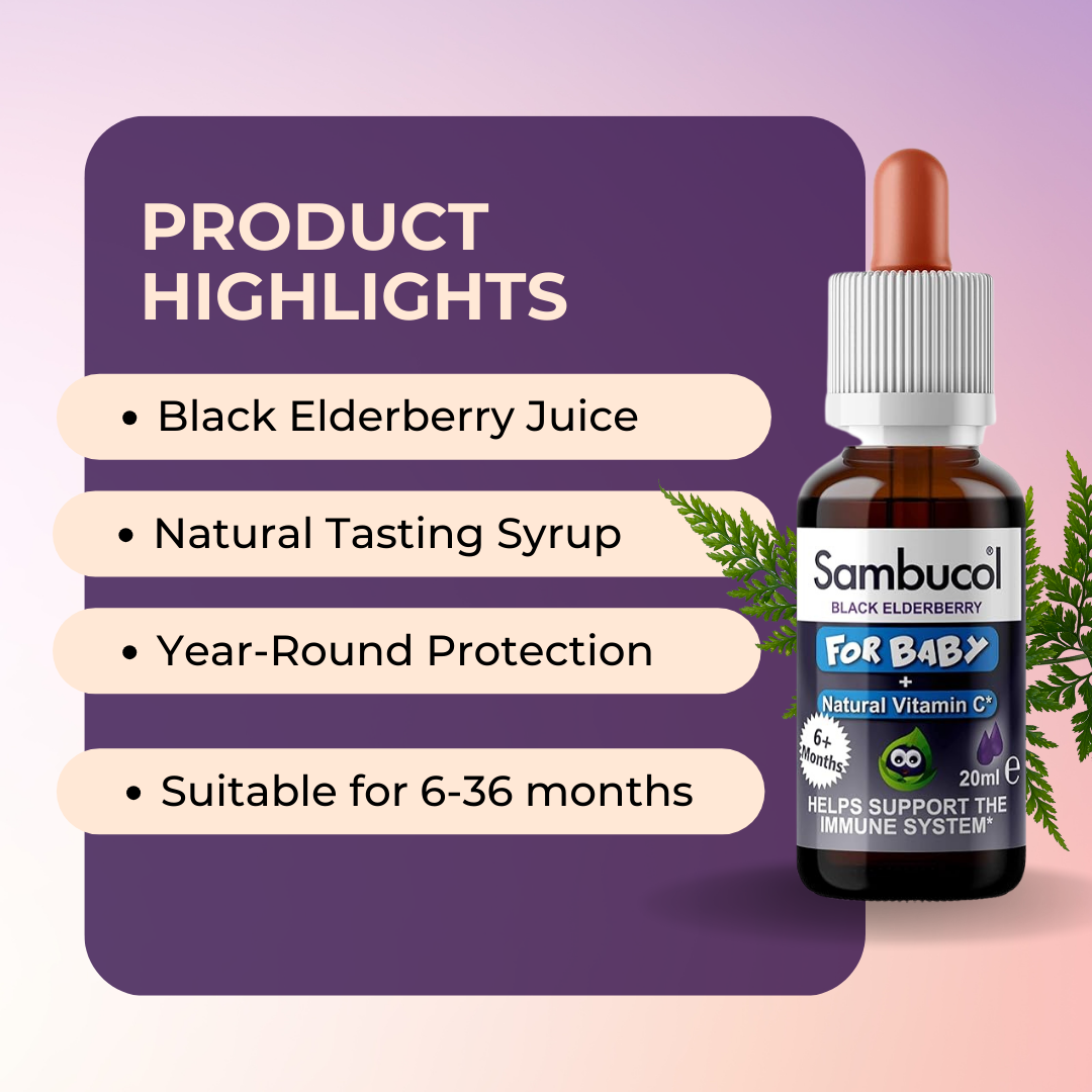Sambucol Baby Drops, Strengthen Immune System, No Artificial Colours, 20ml, Product Highlights
