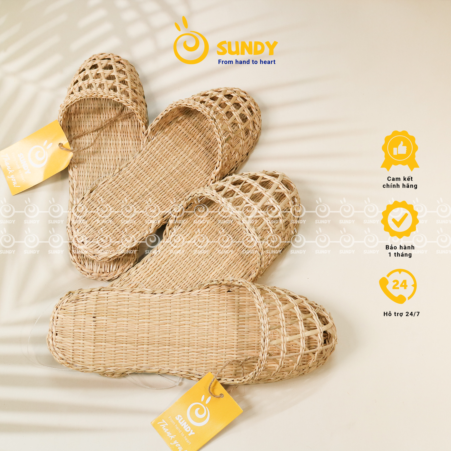 Dép cói, dép đi trong nhà SUNDY đơn giản, tinh tế , thân thiện môi trường
