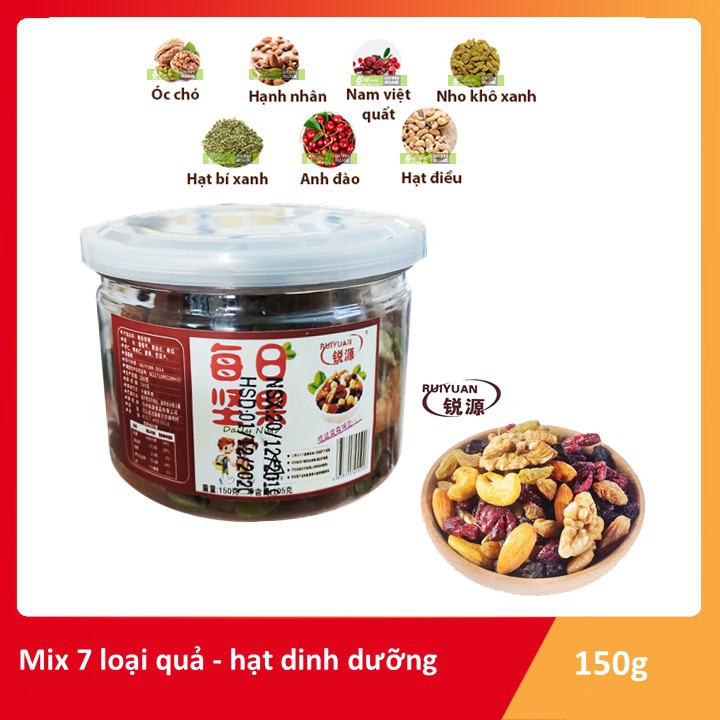 Hỗn Hợp 7 loại hạt dinh dưỡng Đài Loan Hũ 150g ăn liền