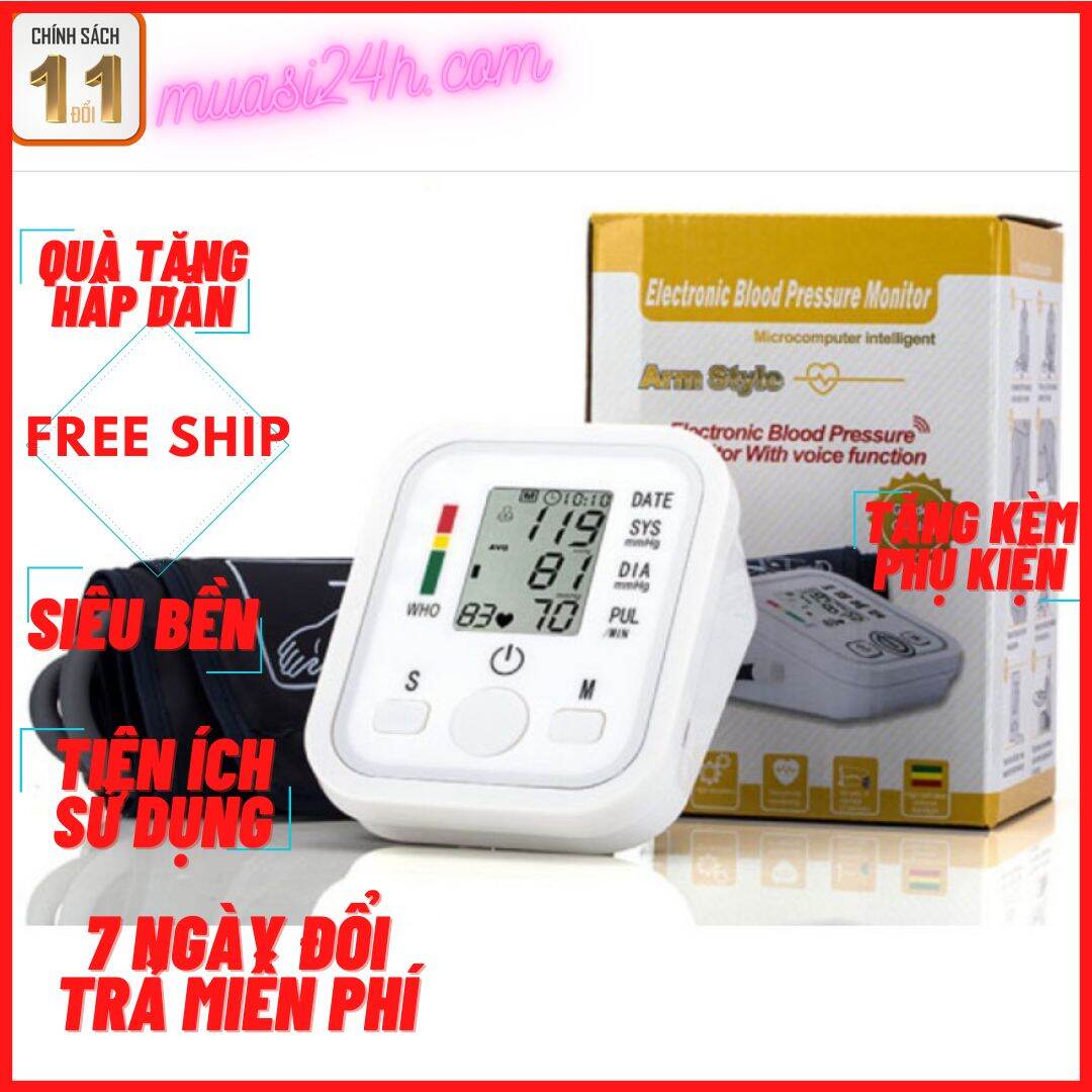 Máy đo huyết bắp tay tự động - blood pressure monitor arm style công nghệ tự động thông minh phù hợp cho người cao tuổi - hàng xịn