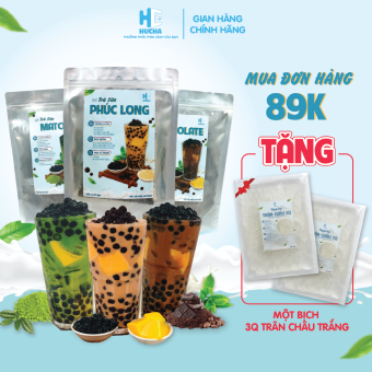 Sét trà sữa Phúc Long, Matcha, Socola nấu tại nhà thơm ngon đậm vị trà béo vị sữa - nguyên liệu Hucha