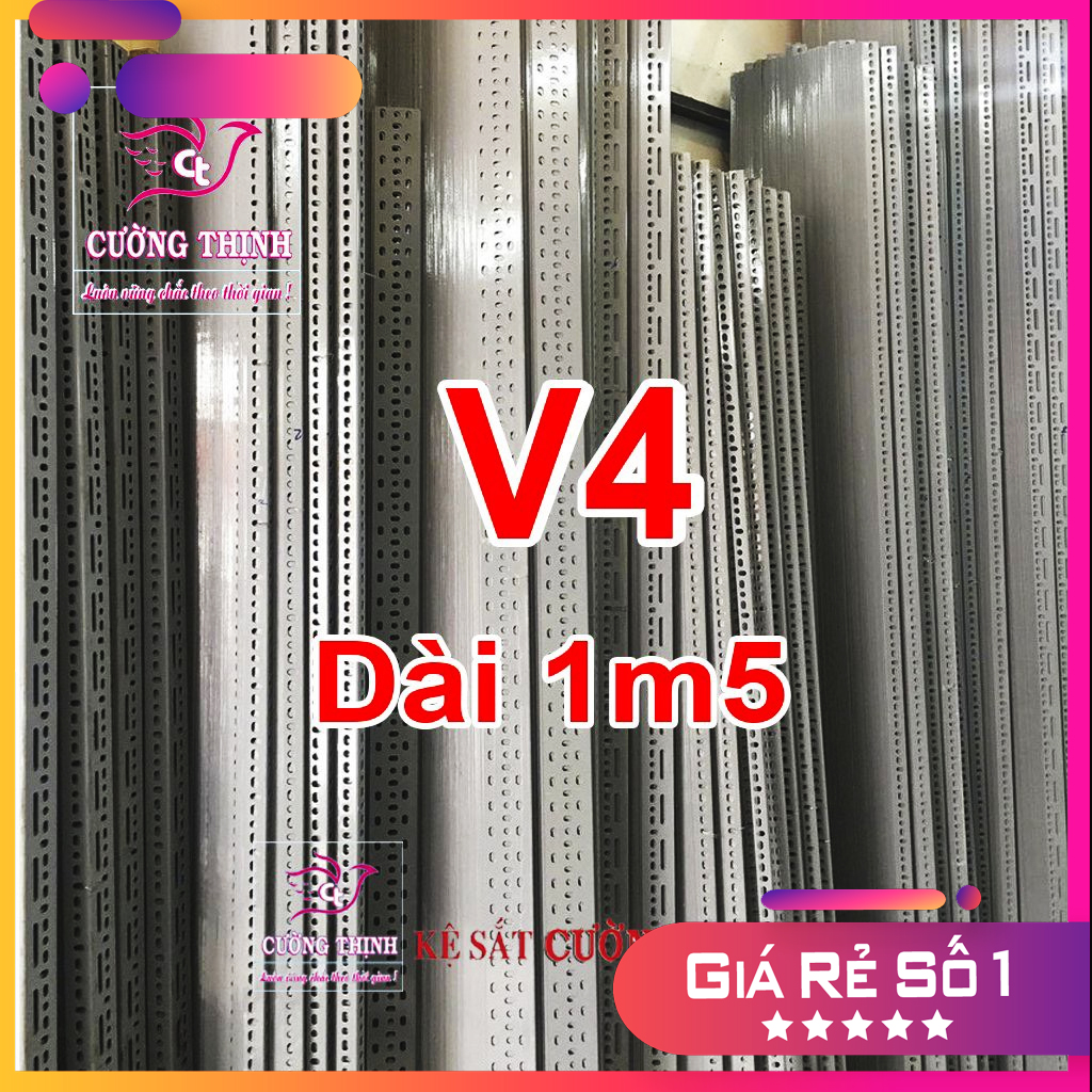 Sắt V lỗ V4 dài 150cm, dày 1,6mm | Lắp dựng kệ đa năng, Kệ sắt v lỗ đã sơn tĩnh điện