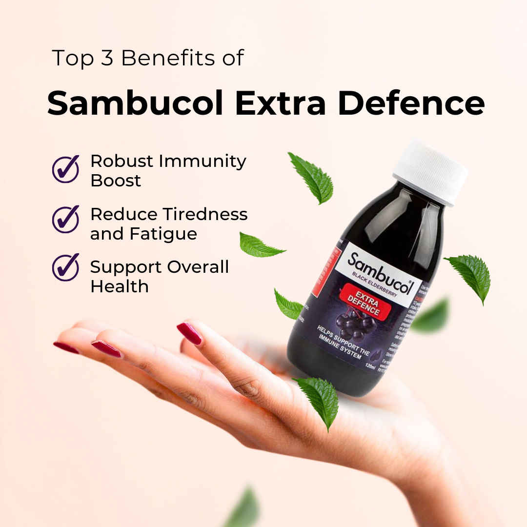 Sambucol Extra Defence Liquid, EXTRA Vitamin C, Zinc, Vitamins & Minerals, 120ml, Benefits