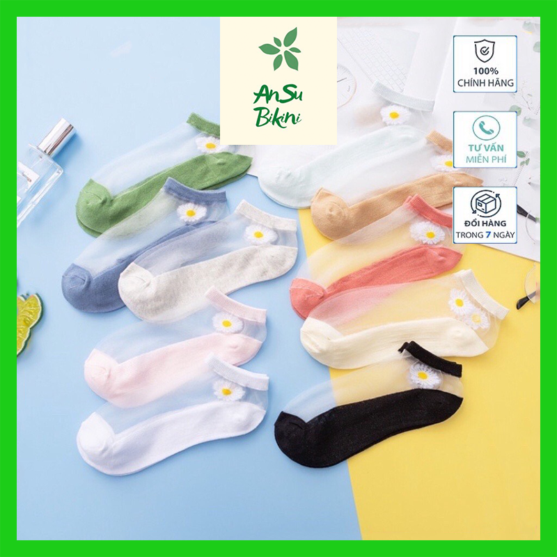 Lố 10 đôi tất lưới hoa cúc thấm mồ hôi, thoáng khí, khử mùi AS