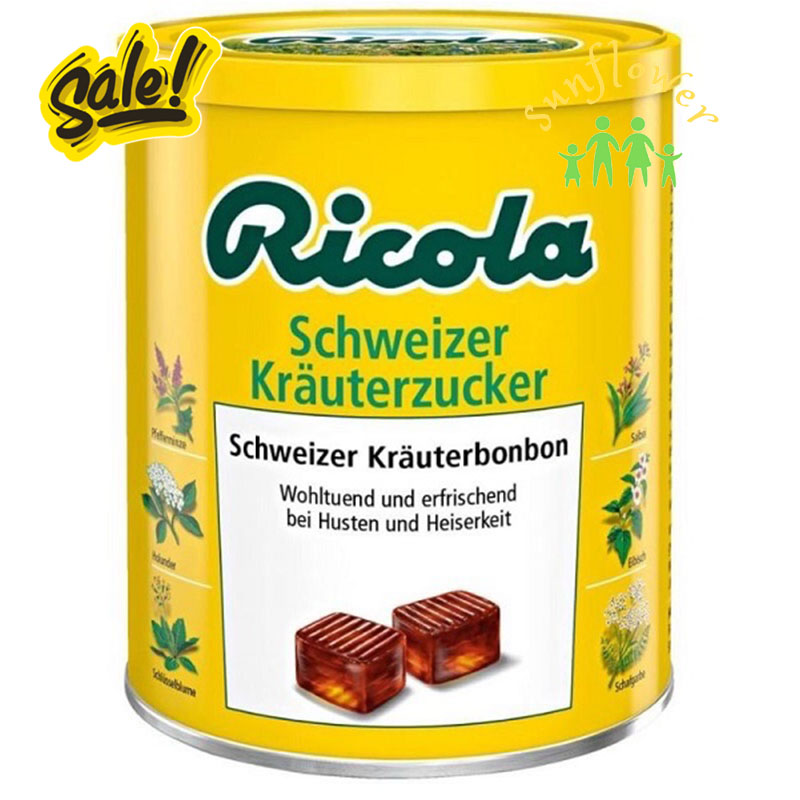Kẹo ngậm ho khàn giọng thảo dược Ricola hộp 250g của Đức