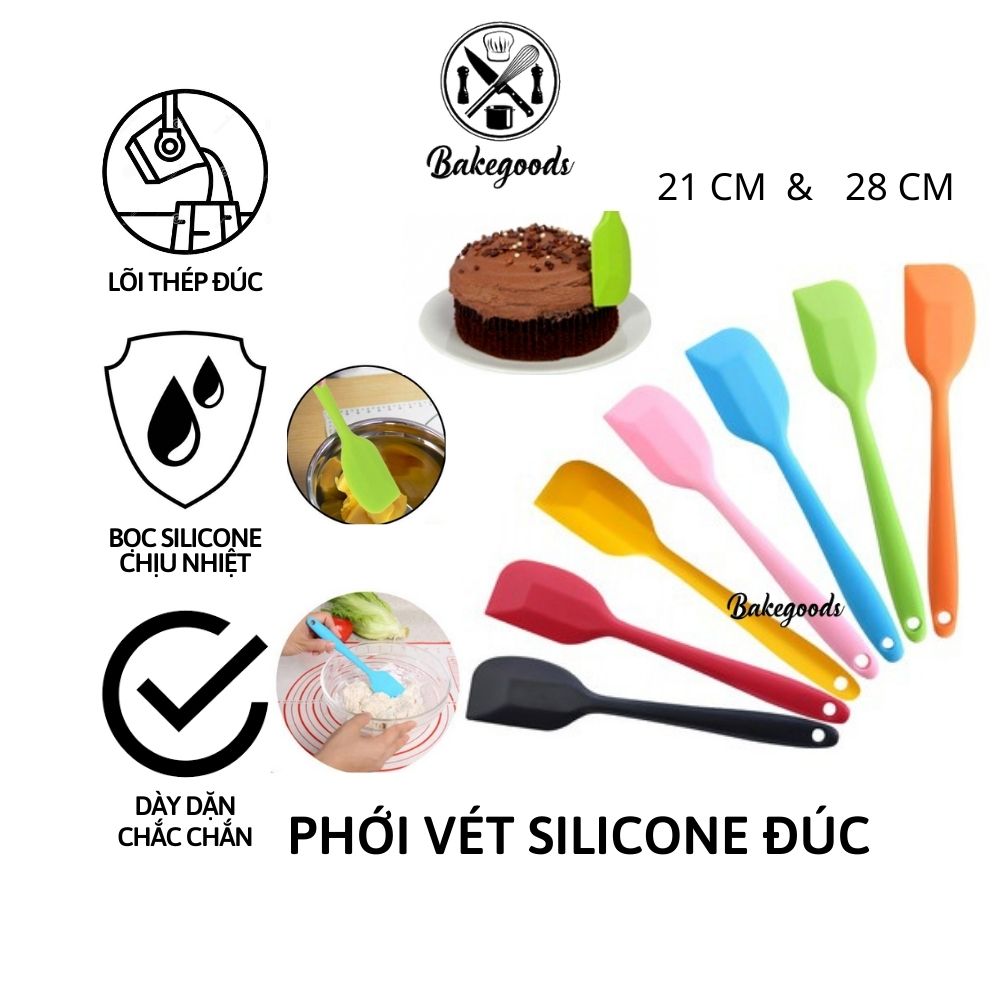 Spatula PHỚI VÉT, phới dẹt silicon đúc liền khối, lõi thép chắc chắn, dày dặn cứng cáp - Dụng cụ làm bánh, nhà bếp