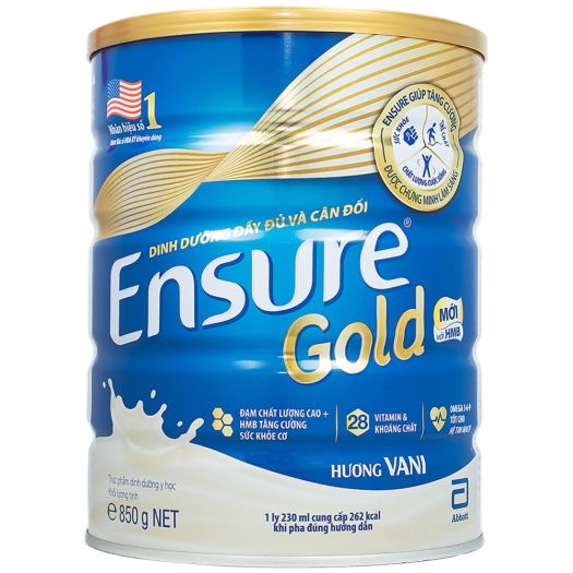 Sữa Bột Ensure Gold Vani - Cafe - Lúa Mạch - Ít Ngọt 850G