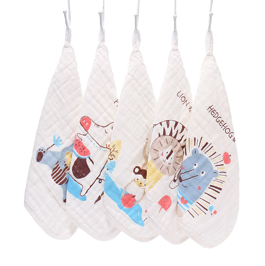Combo 5 khăn bông cotton cao cấp mềm mịn cho trẻ em, bộ 5 khăn sữa in hình 3D cho trẻ sơ sinh, set 5 khăn bông 100% cotton