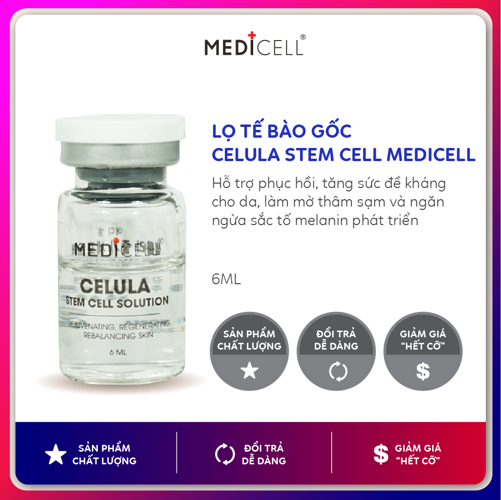 Tế bào gốc trắng da Stem Cell Solution Serum Medicell, mờ thâm sạm ngăn ngừa sắc tố melanin - 1 lọ 6ml