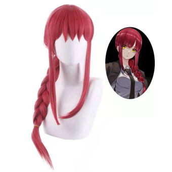 Thời trang Phụ Nữ Makima Anime Cưa Người Đàn Ông Cosplay Dài Bện Thẳng Tổng Hợp Tóc Halloween Red Vai Trò Chơi Bên Tóc Giả Phụ Kiện