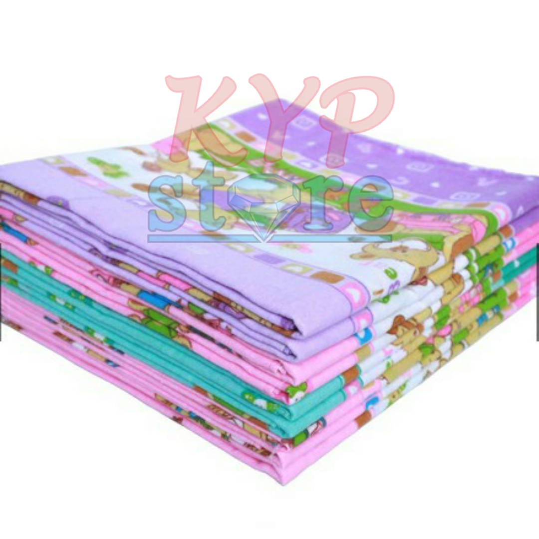 Set 6 Pcs Kain Bedong Bayi Size Besar - Selimut Bayi Katun Flanel Lembut Motif Lucu - Warna Cerah