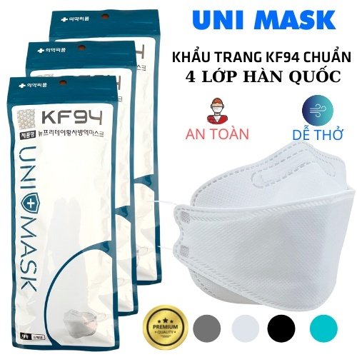 Combo 50 chiếc khẩu trang KF94 Unimask chính hãng túi zip