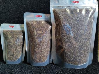 Sâu Mini Worm sấy thơm cho chim, gà, cá, hamster, sóc, nhím,... - Sâu gạo(50gr- 100gr- 200gr)