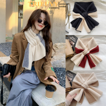 Khăn quàng cổ nam nữ phối 2 màu, khăn choàng cổ Hàn Quốc len mịn - TRIEUVY