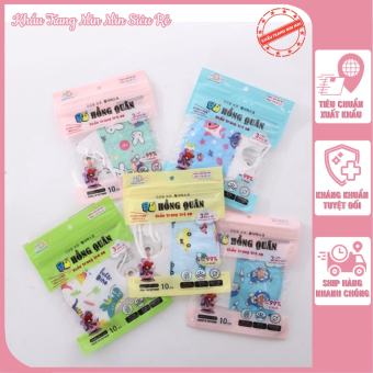 Khẩu trang 5D Hồng Quân, khẩu trang y tế có lớp Lụa cho bé (2-6 tuổi) Khẩu Trang Min Min