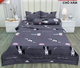 Ga trải giường bo chun bọc đệm 1mx2m, mẫu chó ghi