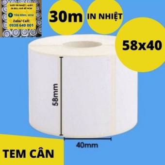 Giấy In Tem 60x40 mm (Cuộn 30 Mét) - Decal Nhiệt 6x4 cm