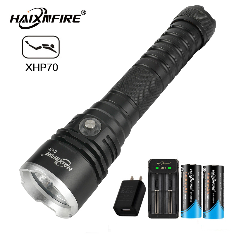 HaixnFire Đèn Pin Chống Nước Dưới Nước DV70 Đèn Pin Lặn Biển XH-P70 Đèn Cắm Trại Ngoài Trời 10000 Lumens