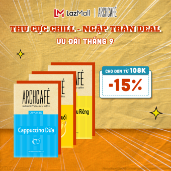 Combo 3 Archcafé Pha Chế: Cappuccino Dừa, Cappuccino Chuối, Cappuccino Sầu riêng (hộp 12 gói x 20g)