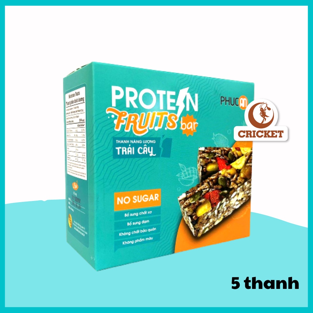 Thanh Năng Lượng Protein Gạo lứt & Trái Cây Phúc An - Hộp 5 Thanh (5 Thanh x 22g) thơm ngon bổ dưỡng hỗ trợ giảm cân