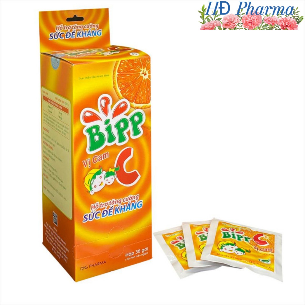 Kẹo ngậm Bipp C vị cam gói 10 viên. Viên ngậm Bip c bổ sung vitamin C tăng đề kháng