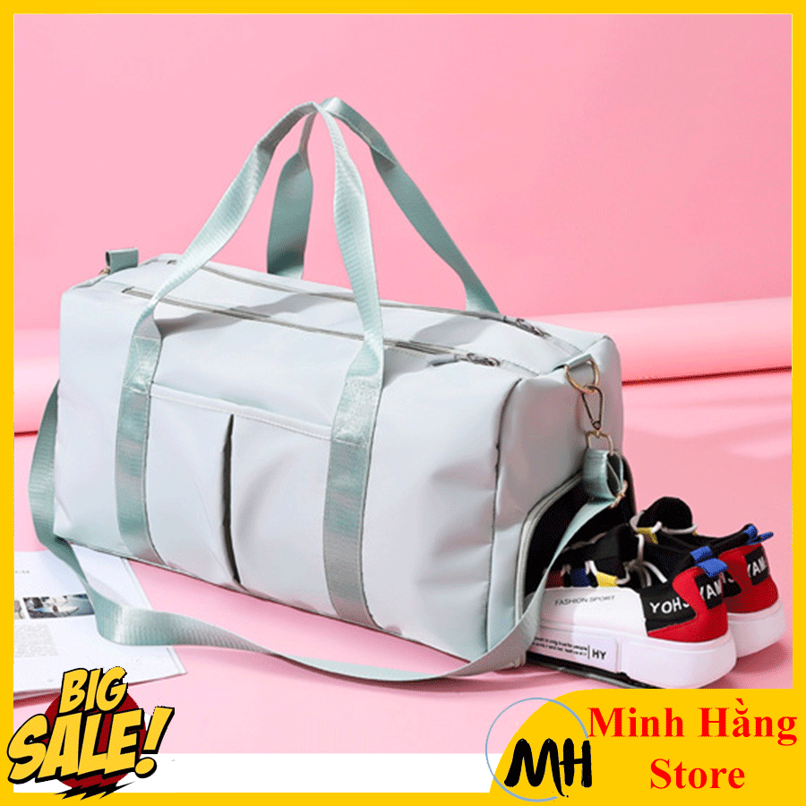 Túi xách du lịch chống thấm nước size lớn có ngăn để giày - túi trống đa năng tích hợp được vali kéo