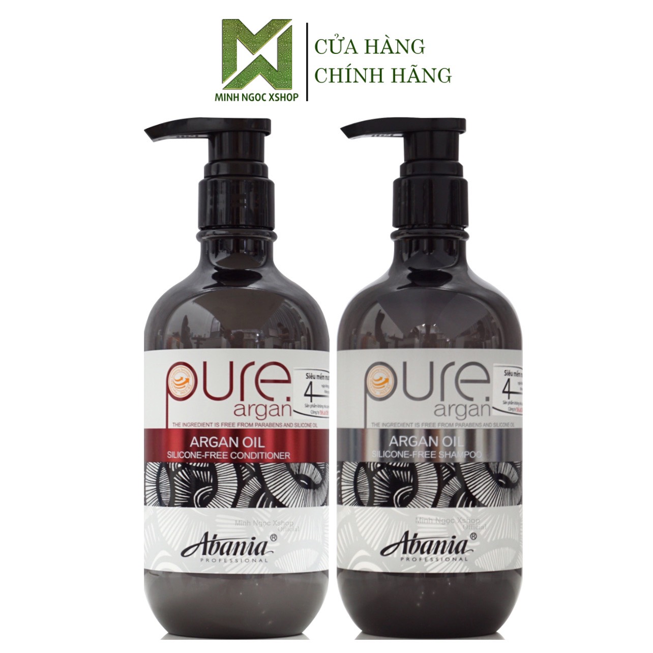 Dầu gội xả phục hồi trẻ hóa tóc Abania Pure Argan 500ml, phục hồi siêu mềm mượt chuẩn salon