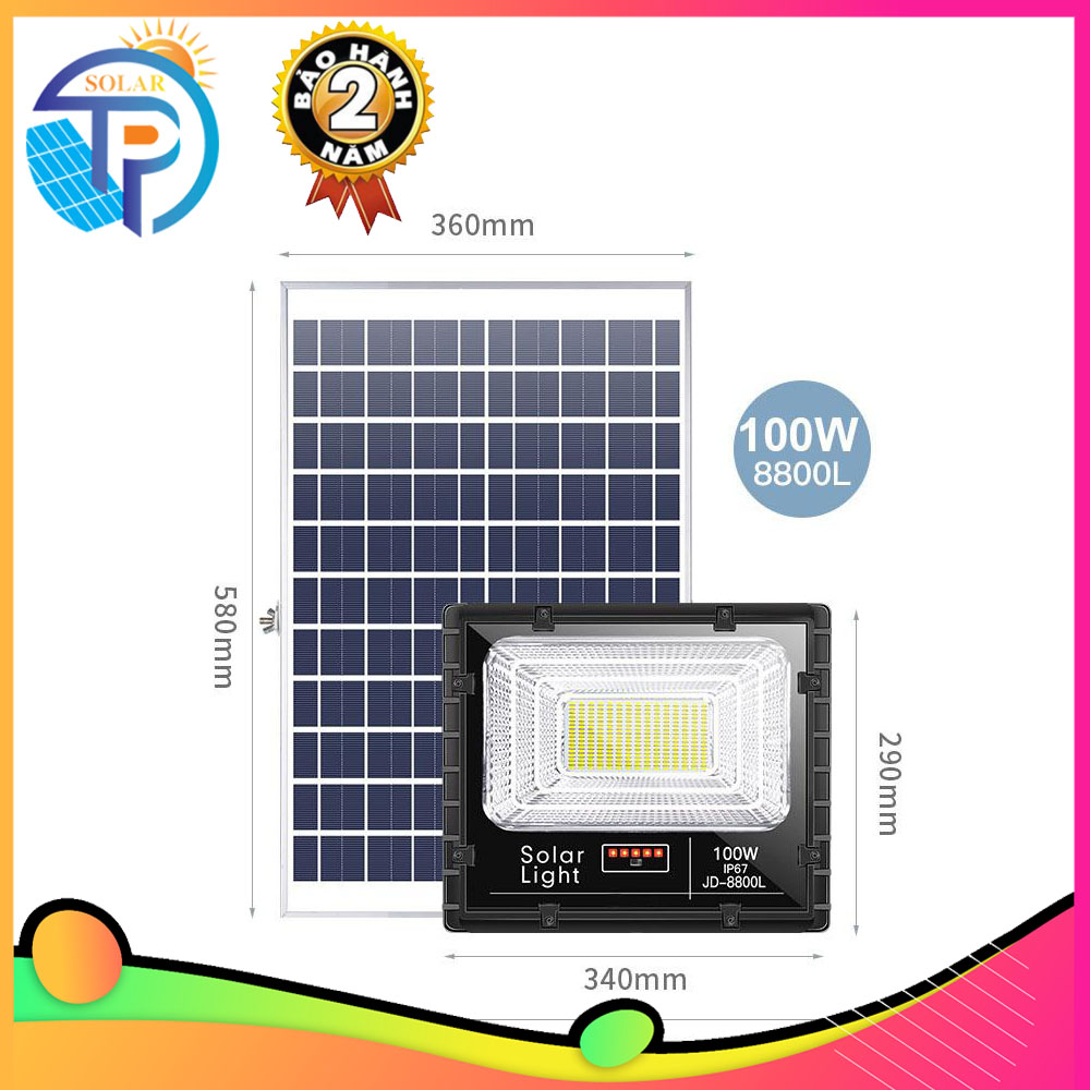 Đèn led pha năng lượng mặt trời - jd 8800l - 100w - tấn phát solar