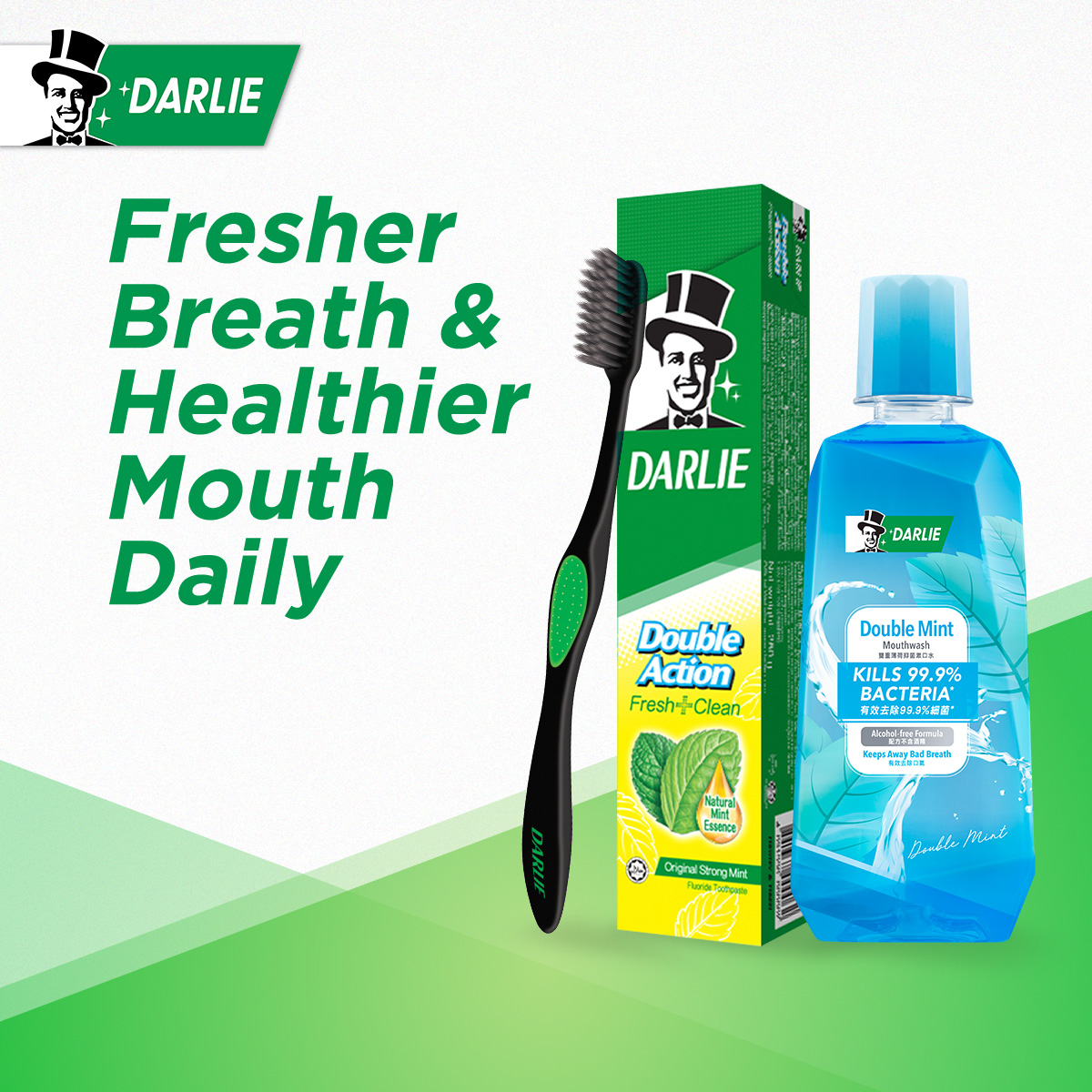 Darlie Double Action Fresh + Clean Toothpaste Original Strong Mint 50g