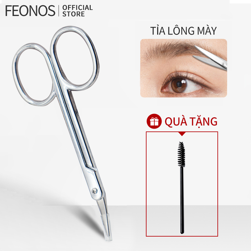 Kéo chân mày Feonos Đầu cong Kéo cắt lông mày bằng thép không gỉ cho lông mi và râu Mũi Kéo nhỏ trên khuôn mặt của nam giới Cắt tỉa râu của nam giới