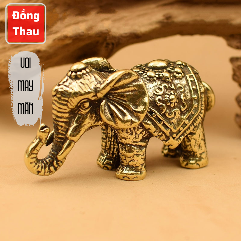 Tượng Nhỏ Phong Thủy Bằng Đồng Kiểu Dáng Con Voi