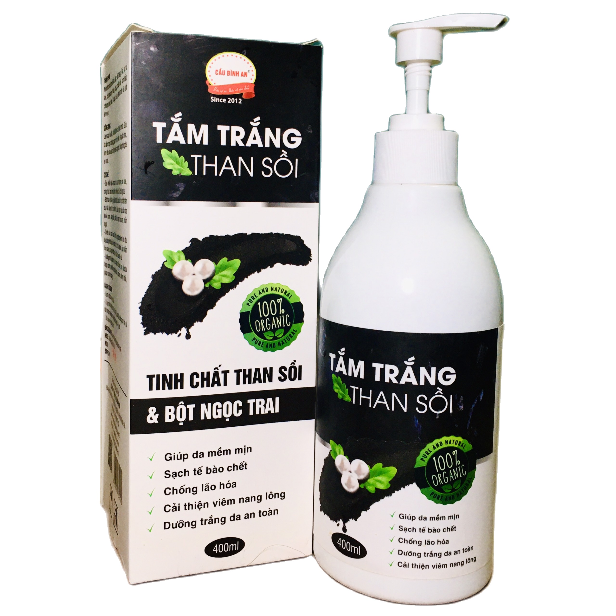 Sữa tắm trắng da toàn thân than sồi mướt mịn, trắng da an toàn - 400ml