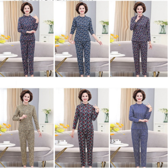 Đồ bộ nỉ cổ 3 phân thu đông nữ trung niên