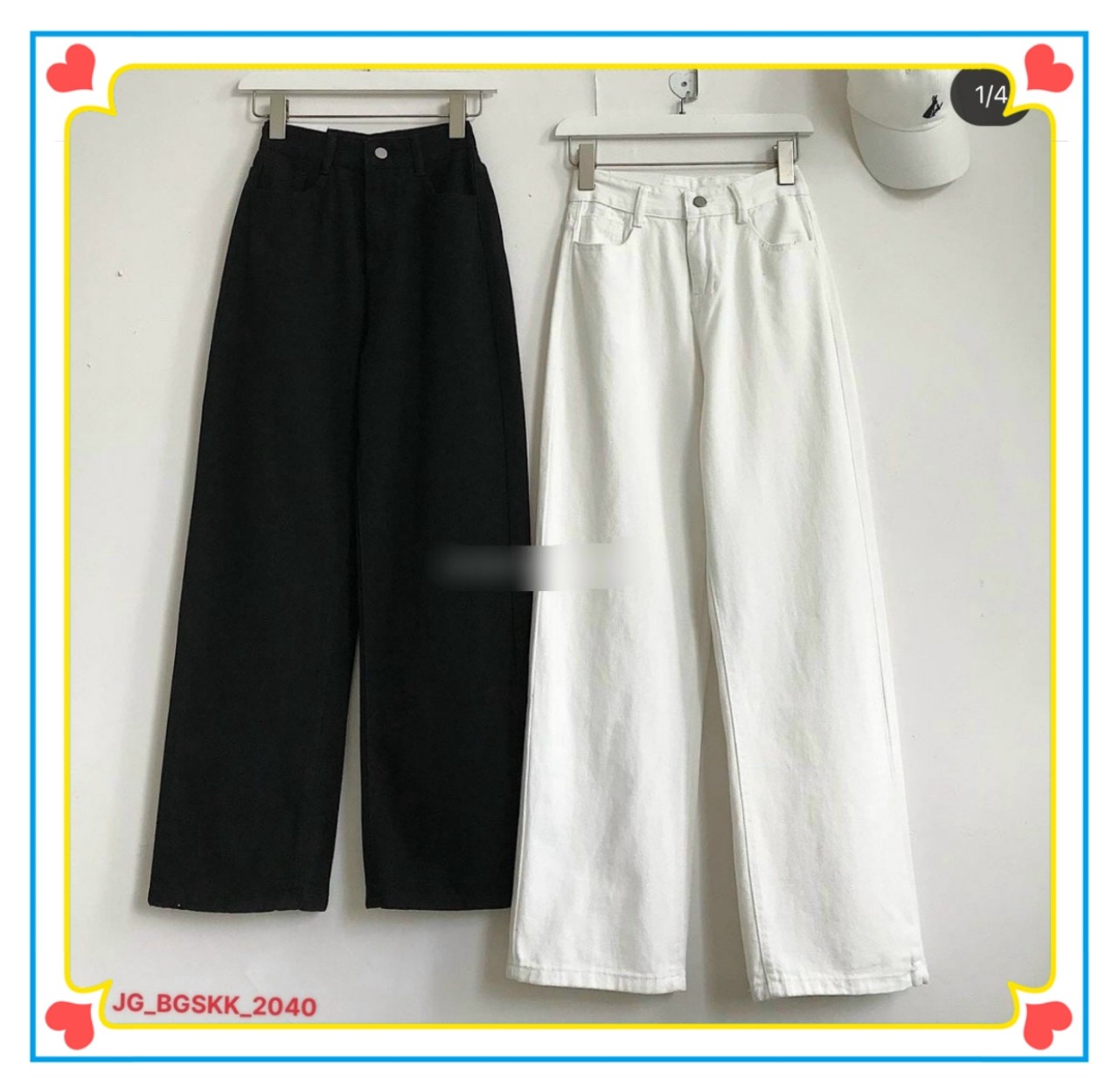 Quần kaki nữ ống rộng màu đen - Quần ống rộng cạp cao chất kaki dày mịn
