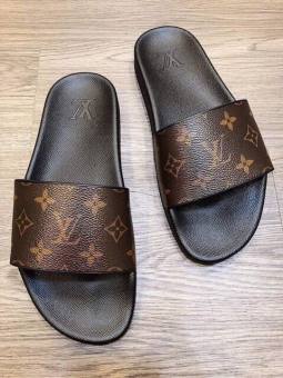 Dép xỏ ngón nam da Lv, dép lê quai ngang Lv 3 màu siêu hot